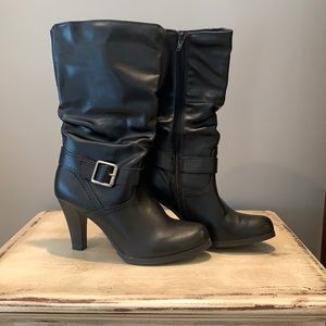 Black slouch booties